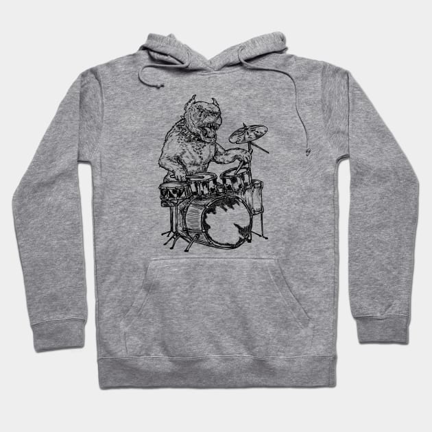 SEEMBO Pitbull Playing Drums Drummer Musician Drumming Band Hoodie by SEEMBO